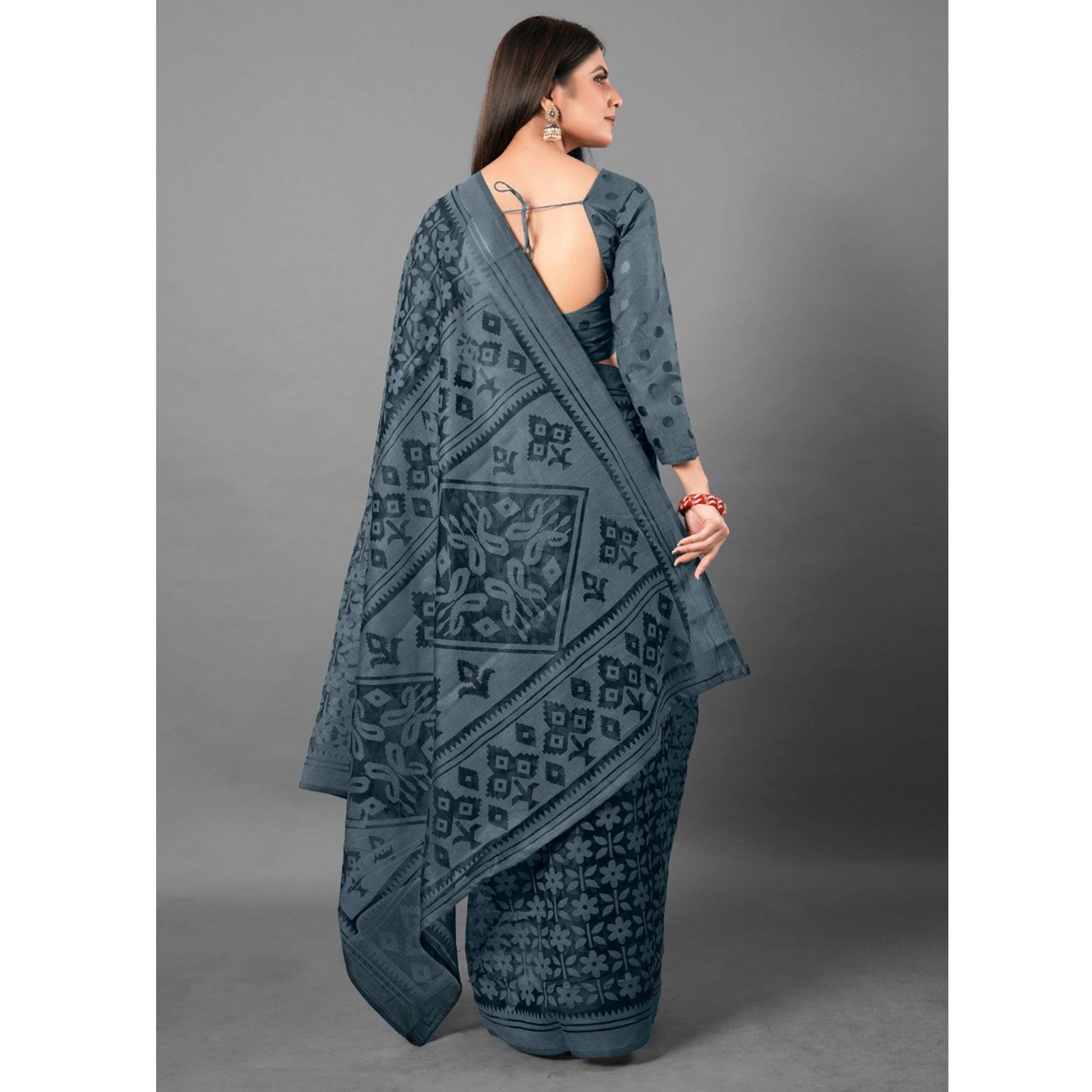 grey-casual-wear-floral-brasso-saree-111440