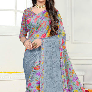 grey-casual-wear-floral-digital-printed-chiffon-saree-137667