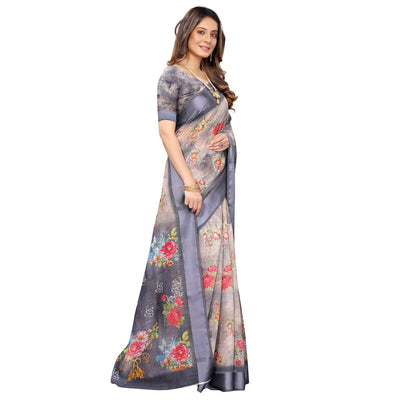 grey-casual-wear-floral-digital-printed-linen-slub-saree-117892