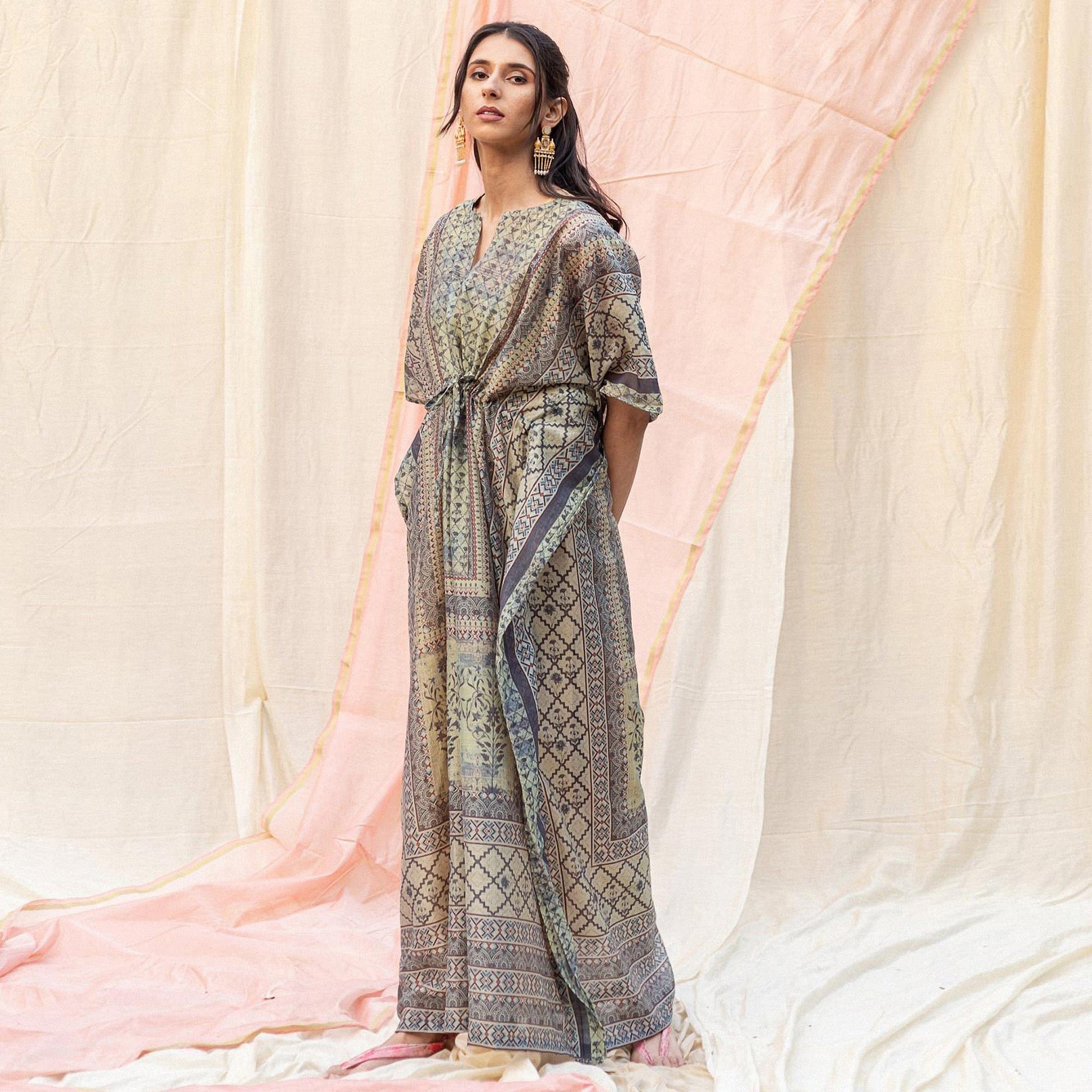 grey-casual-wear-floral-digtial-printed-silk-kaftan-kurti-141198
