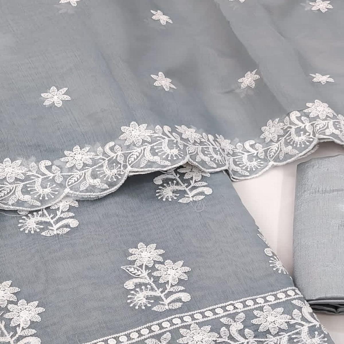 grey-casual-wear-floral-embroidered-chanderi-cotton-dress-material-138350