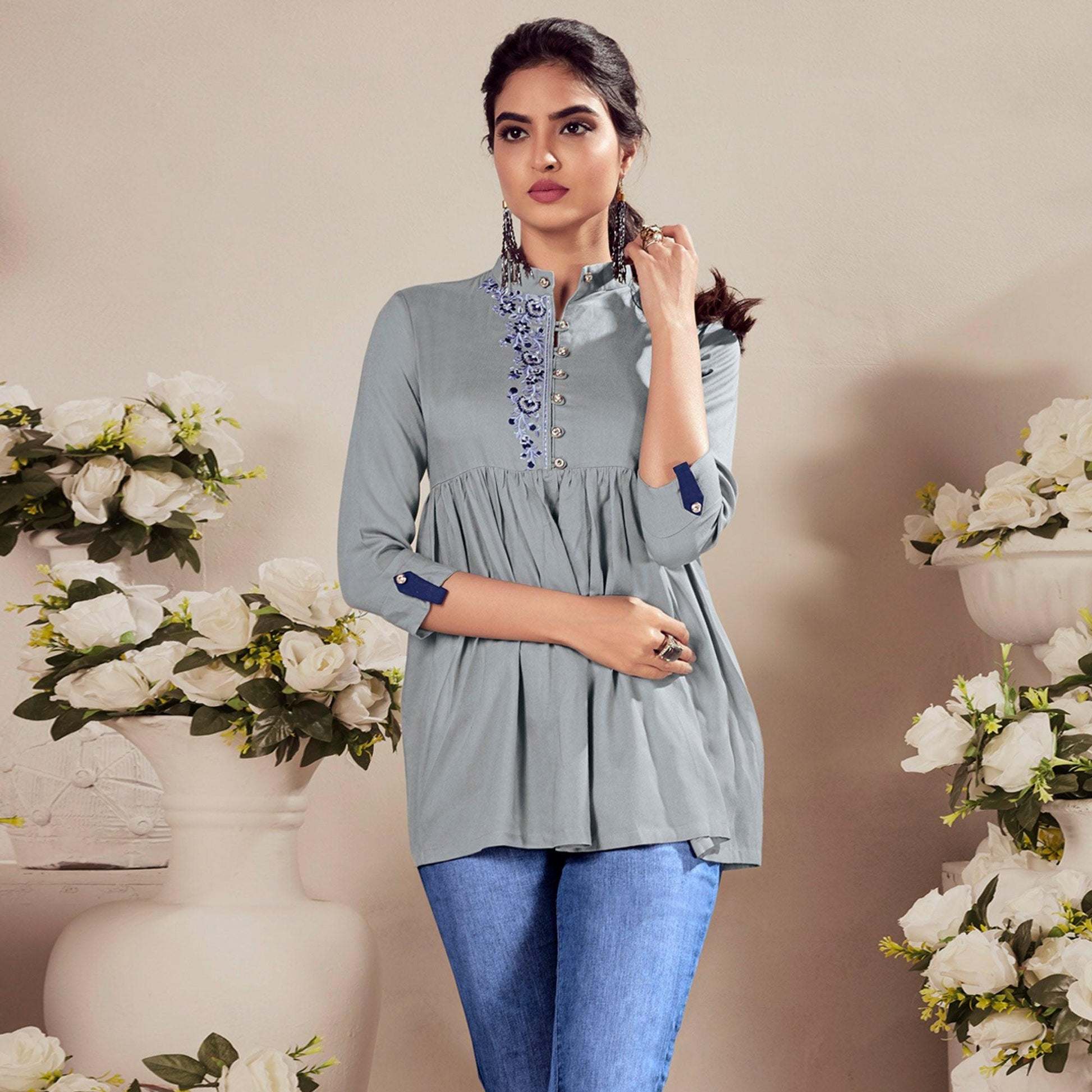 grey-casual-wear-floral-embroidered-rayon-top-140352