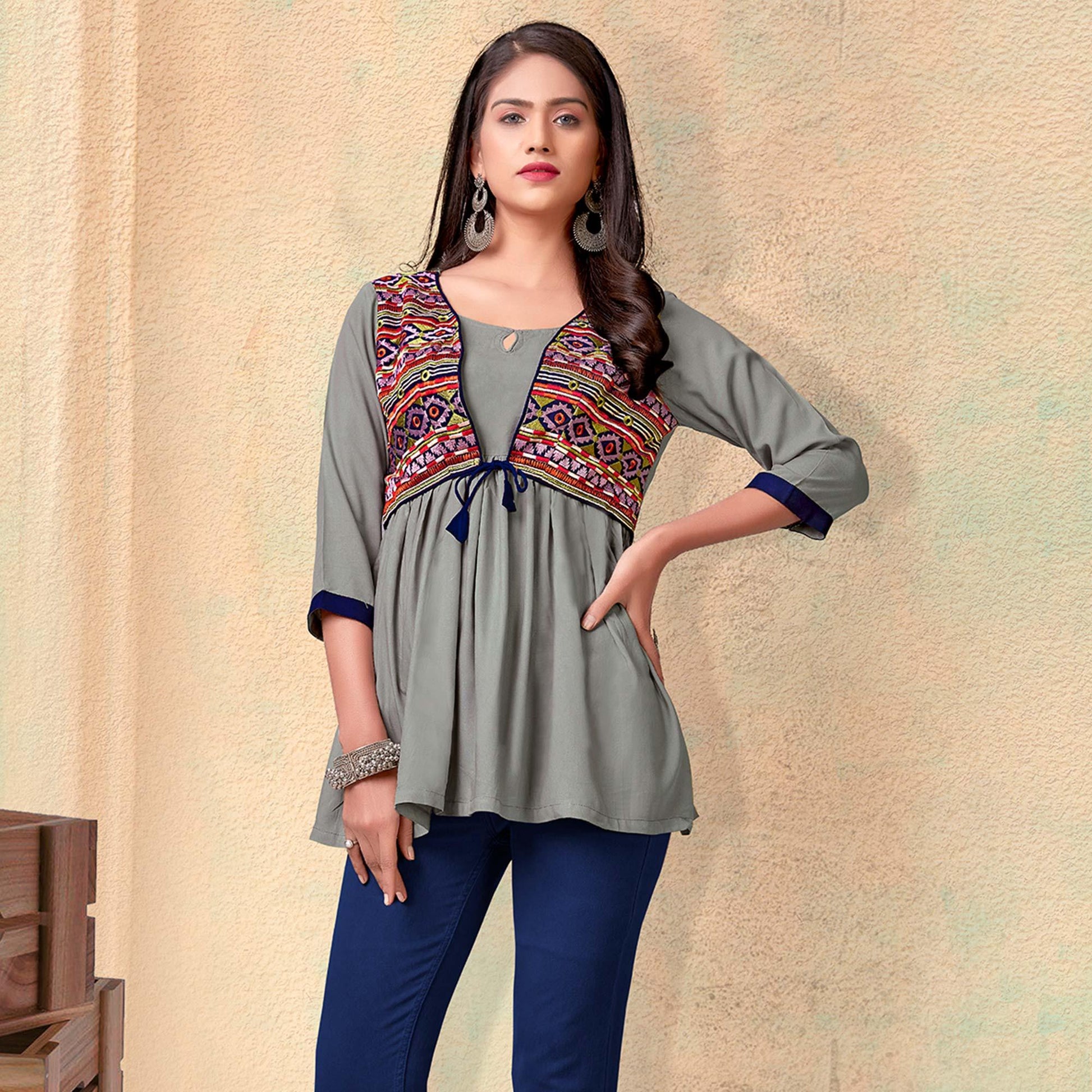 grey-casual-wear-floral-embroidered-rayon-top-140394
