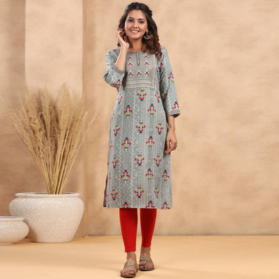 grey-casual-wear-floral-print-with-sequence-rayon-kurti-141973
