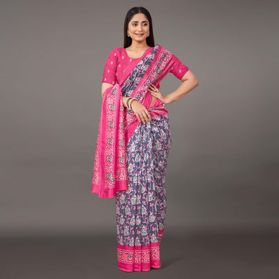 grey-casual-wear-floral-printed-art-silk-saree-135450