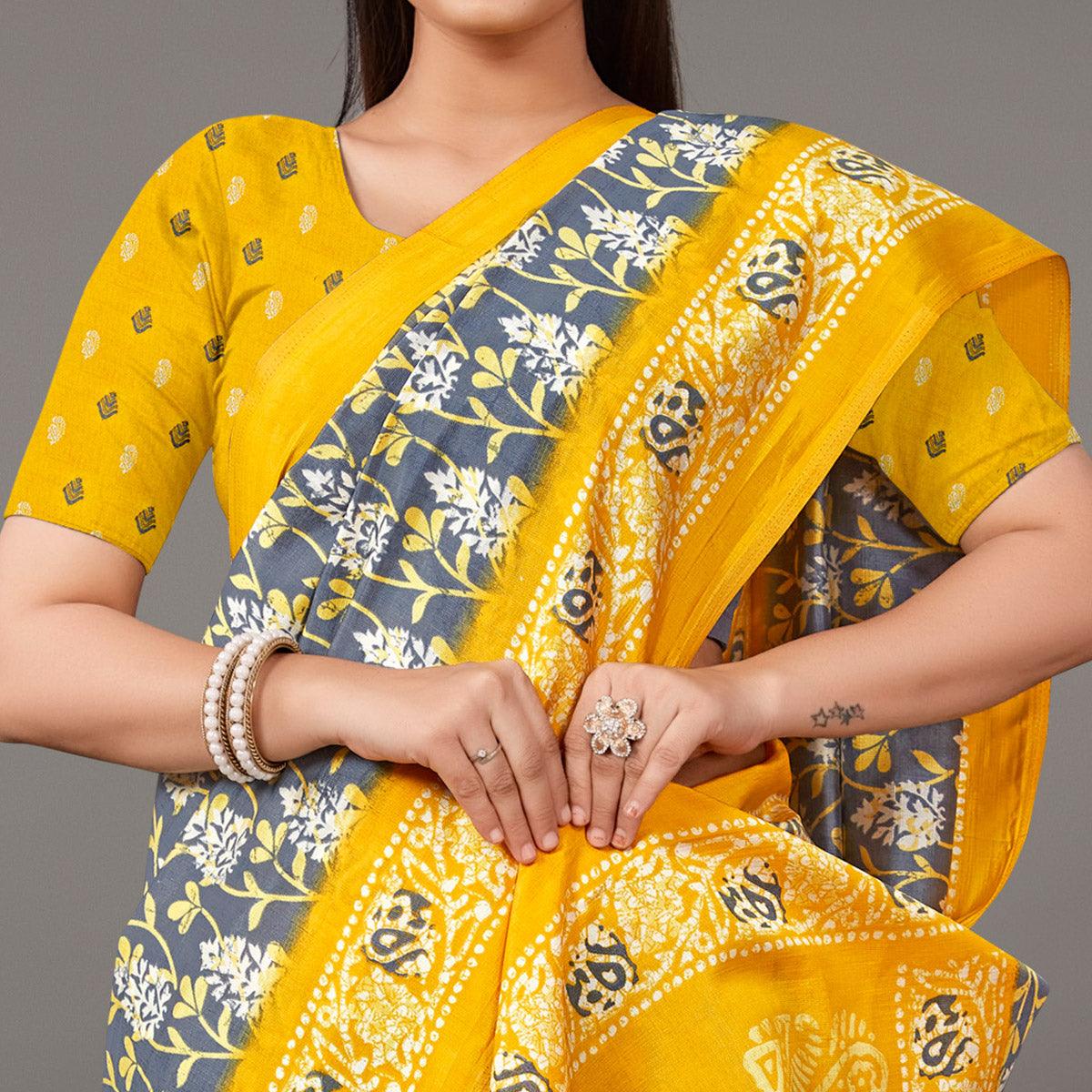 grey-casual-wear-floral-printed-art-silk-saree-135453