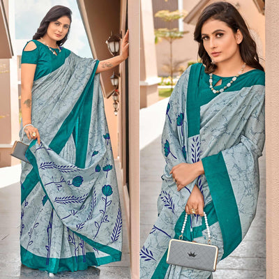 grey-casual-wear-floral-printed-bhagalpuri-sarees-138479