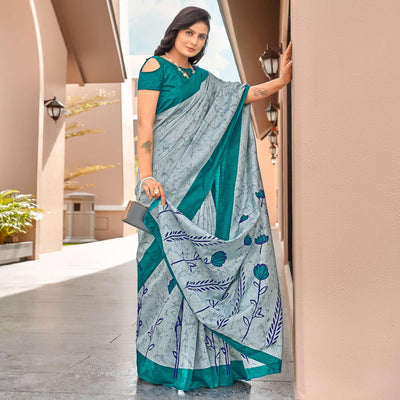 grey-casual-wear-floral-printed-bhagalpuri-sarees-138479