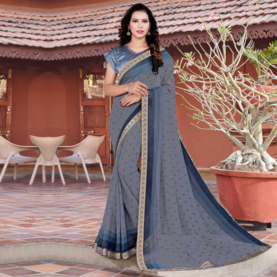 grey-casual-wear-floral-printed-chiffon-saree-139689