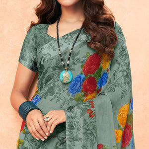 grey-casual-wear-floral-printed-chiffon-saree-142018