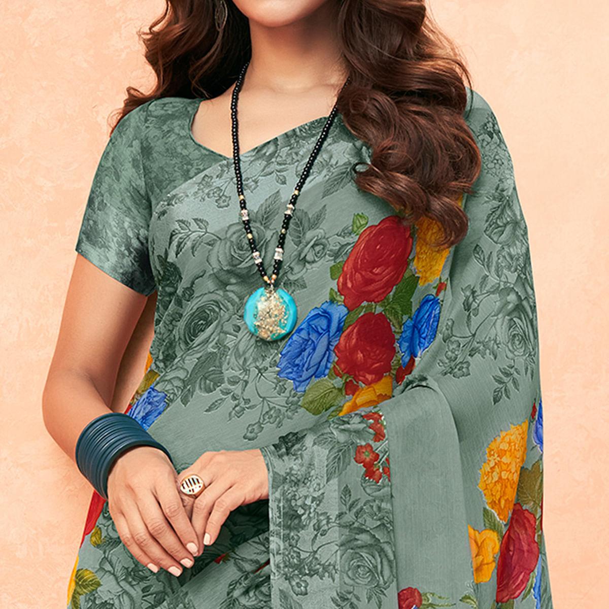 grey-casual-wear-floral-printed-chiffon-saree-142018