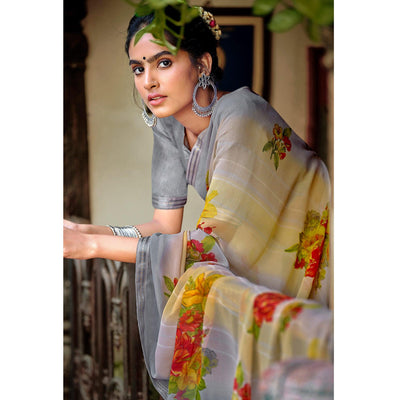 grey-casual-wear-floral-printed-chiffon-saree-with-fancy-blouse-127073