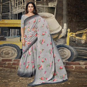grey-casual-wear-floral-printed-viscose-georgette-saree-137265