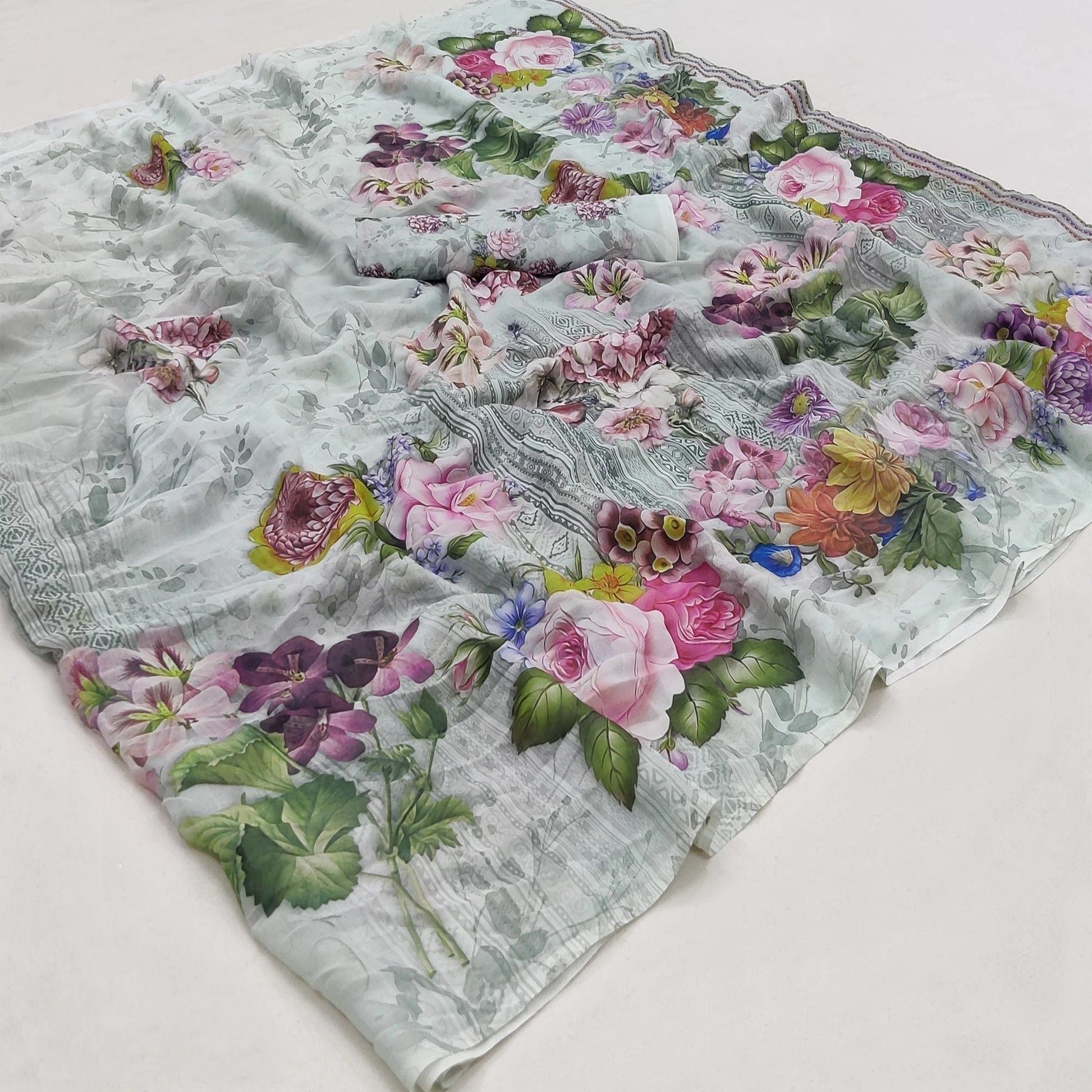 grey-casual-wear-floral-printed-georgette-saree-141682