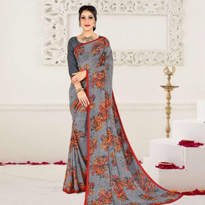 grey-casual-wear-floral-printed-georgette-saree-137836