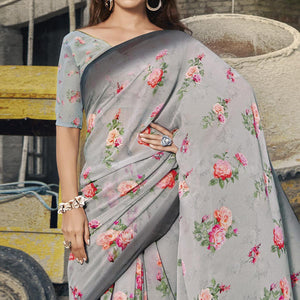 grey-casual-wear-floral-printed-viscose-georgette-saree-137265