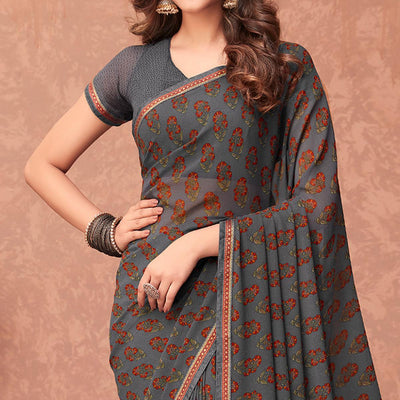 grey-casual-wear-floral-printed-georgette-saree-142000