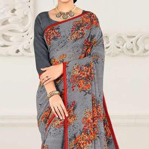 grey-casual-wear-floral-printed-georgette-saree-137836