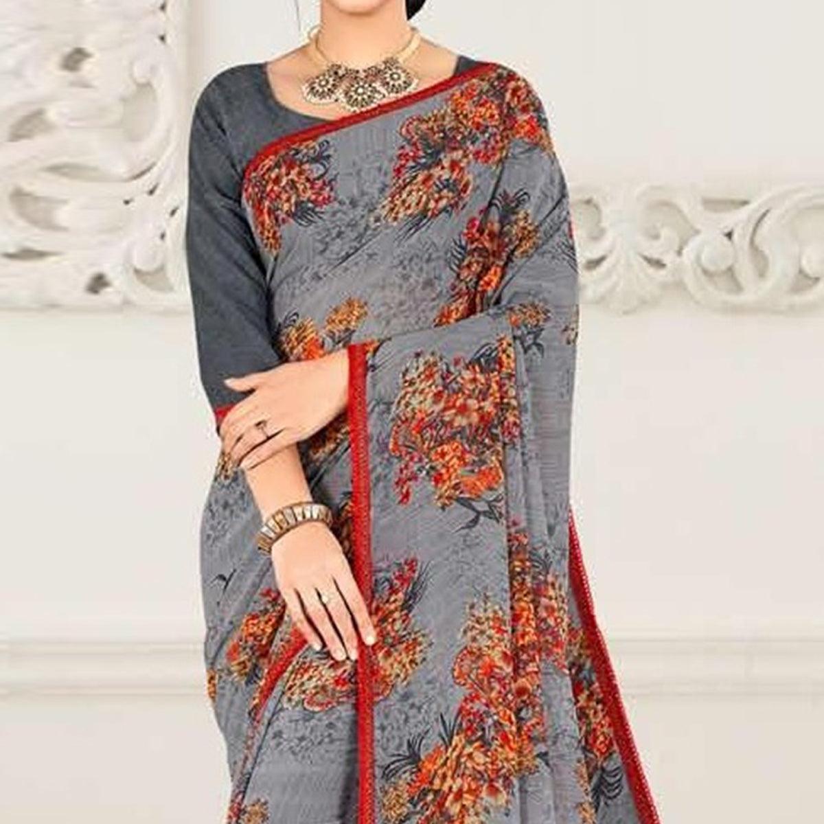 grey-casual-wear-floral-printed-georgette-saree-137836