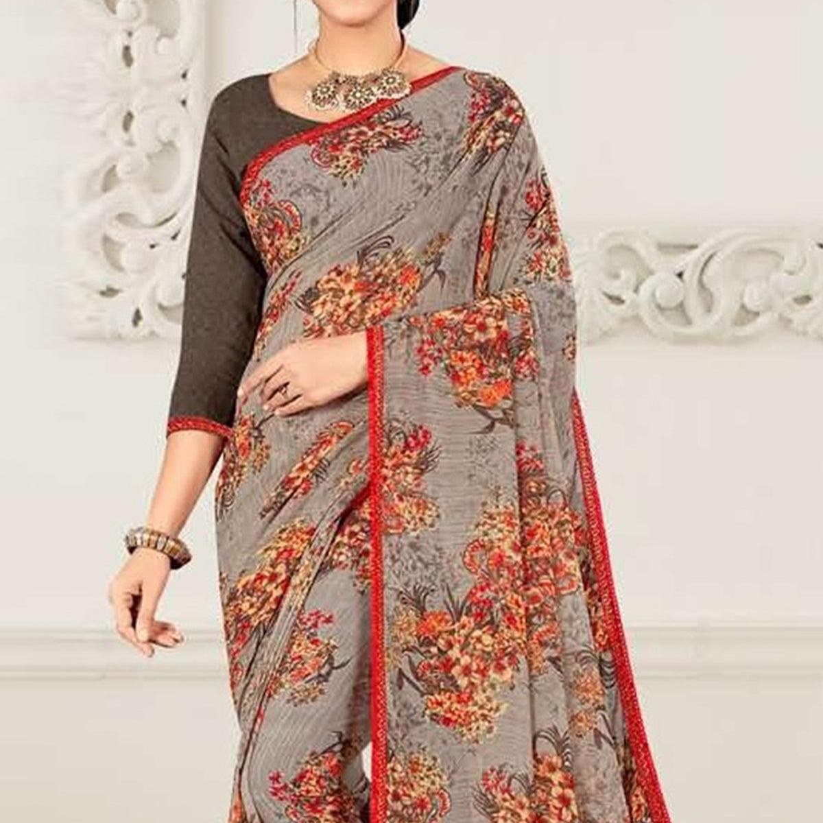 grey-casual-wear-floral-printed-georgette-saree-137839