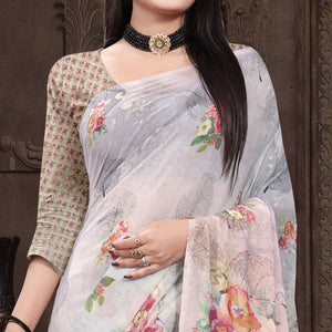 grey-casual-wear-floral-printed-georgette-saree-140904