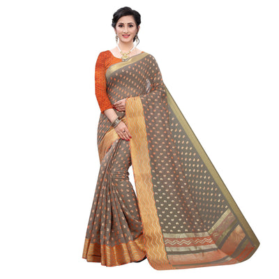 grey-casual-wear-foil-printed-cotton-silk-saree-123161