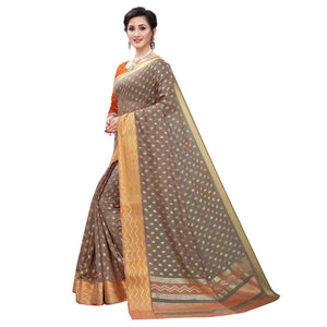 grey-casual-wear-foil-printed-cotton-silk-saree-123161