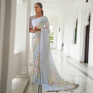 grey-casual-wear-foil-printed-georgette-saree-with-jacquard-border-127816