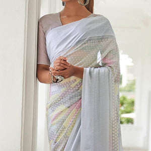 grey-casual-wear-foil-printed-georgette-saree-with-jacquard-border-127816