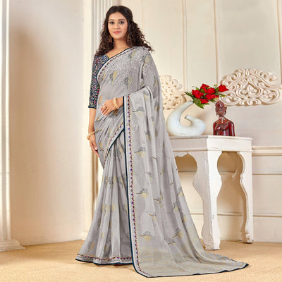 grey-casual-wear-foil-printed-pure-chiffon-saree-120678