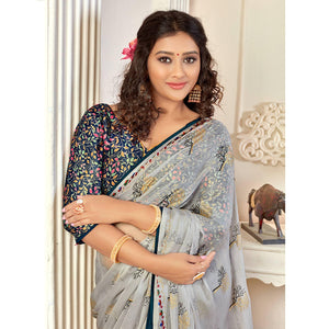 grey-casual-wear-foil-printed-pure-chiffon-saree-120678