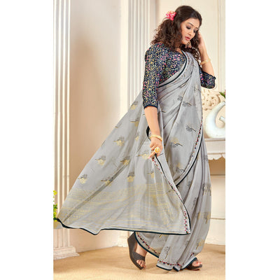 grey-casual-wear-foil-printed-pure-chiffon-saree-120678