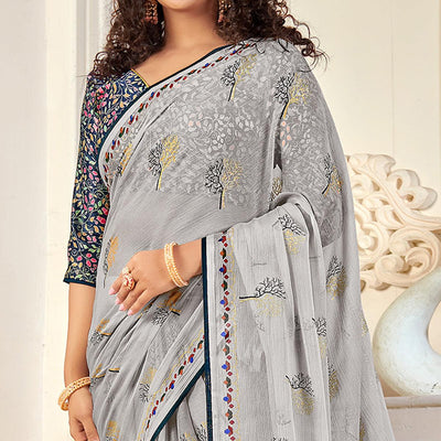 grey-casual-wear-foil-printed-pure-chiffon-saree-120678