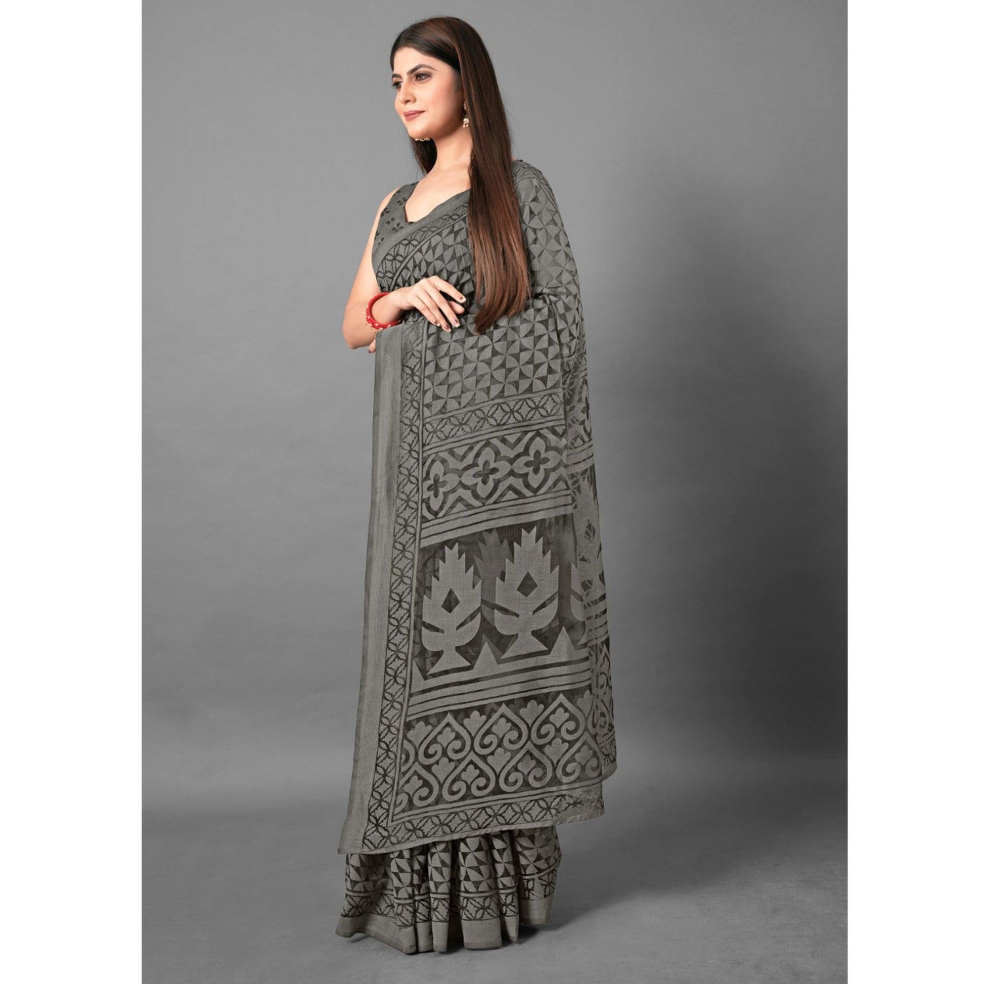 grey-casual-wear-geometric-brasso-saree-111429