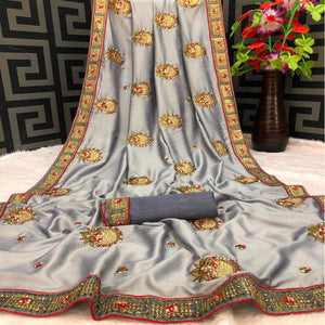 grey-casual-wear-heavy-embroidered-stone-work-vichitra-saree-112301