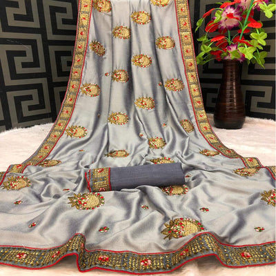 grey-casual-wear-heavy-embroidered-stone-work-vichitra-saree-112301