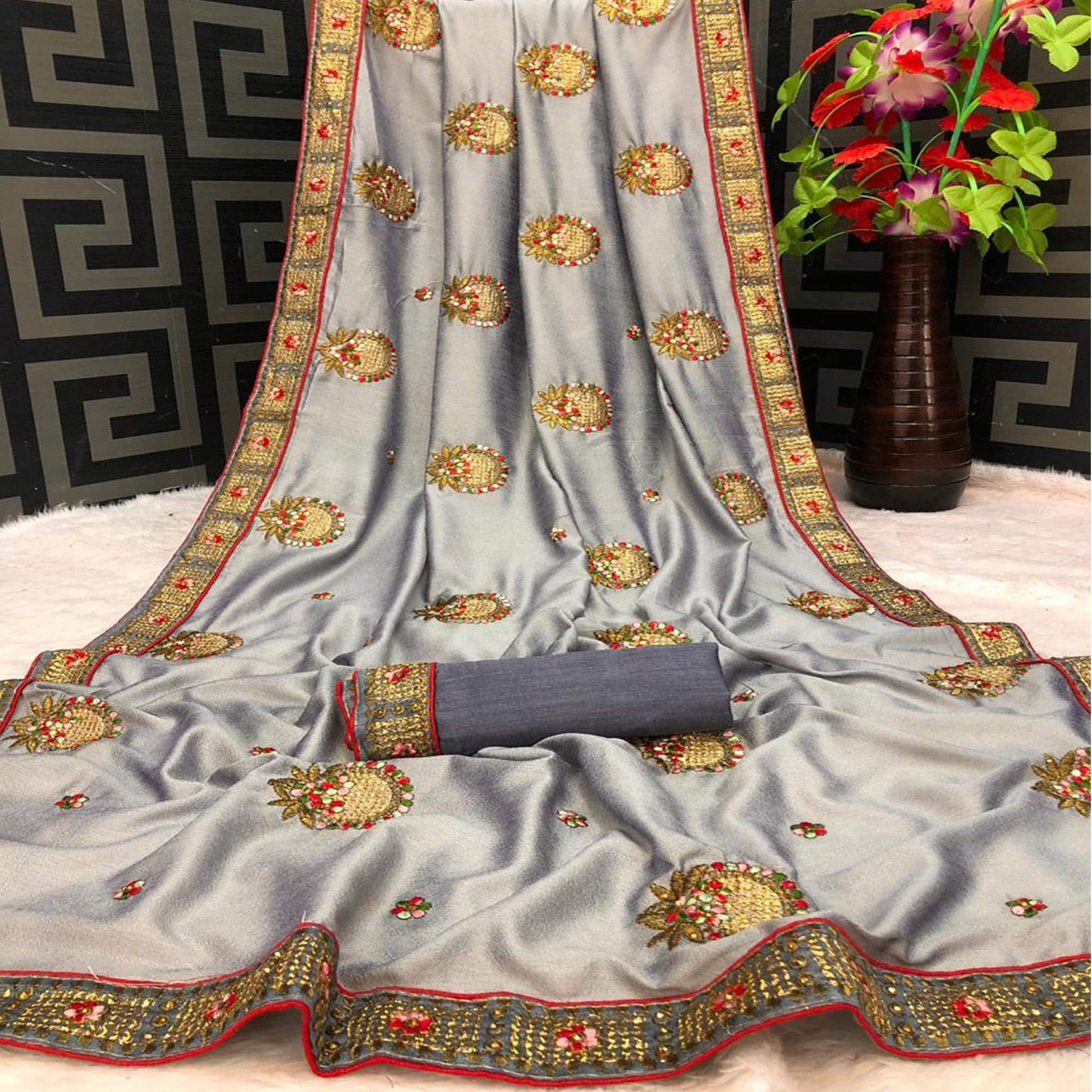 grey-casual-wear-heavy-embroidered-stone-work-vichitra-saree-112301