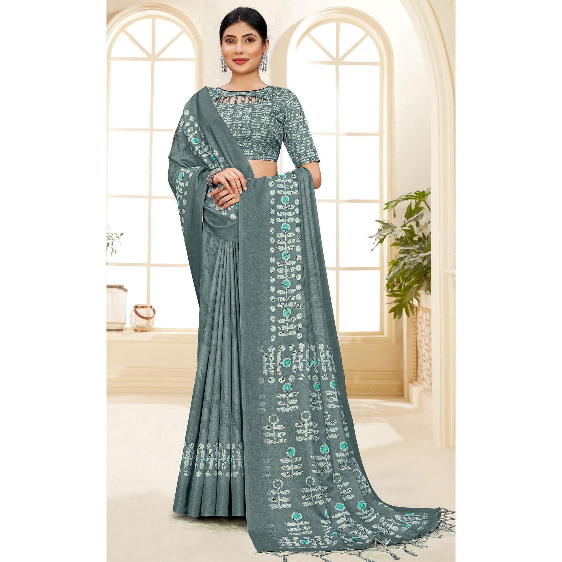grey-casual-wear-printed-art-silk-saree-141002
