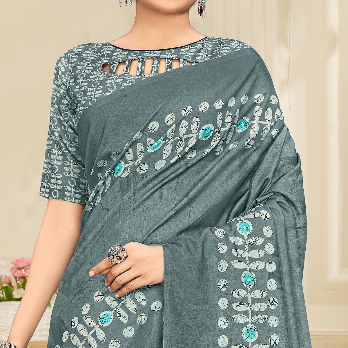 grey-casual-wear-printed-art-silk-saree-141002