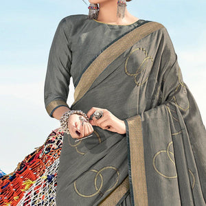 grey-festive-wear-printed-brasso-saree-120559