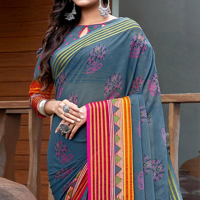 grey-casual-wear-printed-chiffon-saree-130171