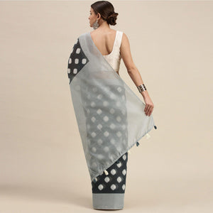 grey-casual-wear-printed-cotton-blend-saree-with-tassels-139496