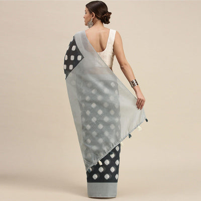 grey-casual-wear-printed-cotton-blend-saree-with-tassels-139496