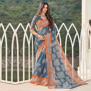 grey-casual-wear-printed-cotton-saree-123386