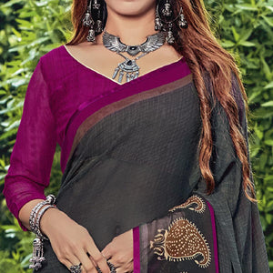 grey-casual-wear-printed-georgette-saree-134395