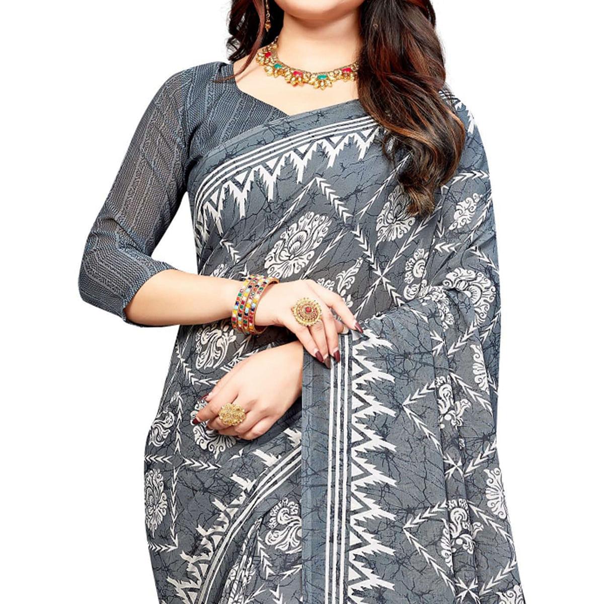 grey-casual-wear-printed-georgette-saree-140925