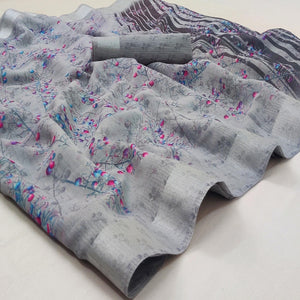 grey-casual-wear-printed-linen-cotton-saree-128630