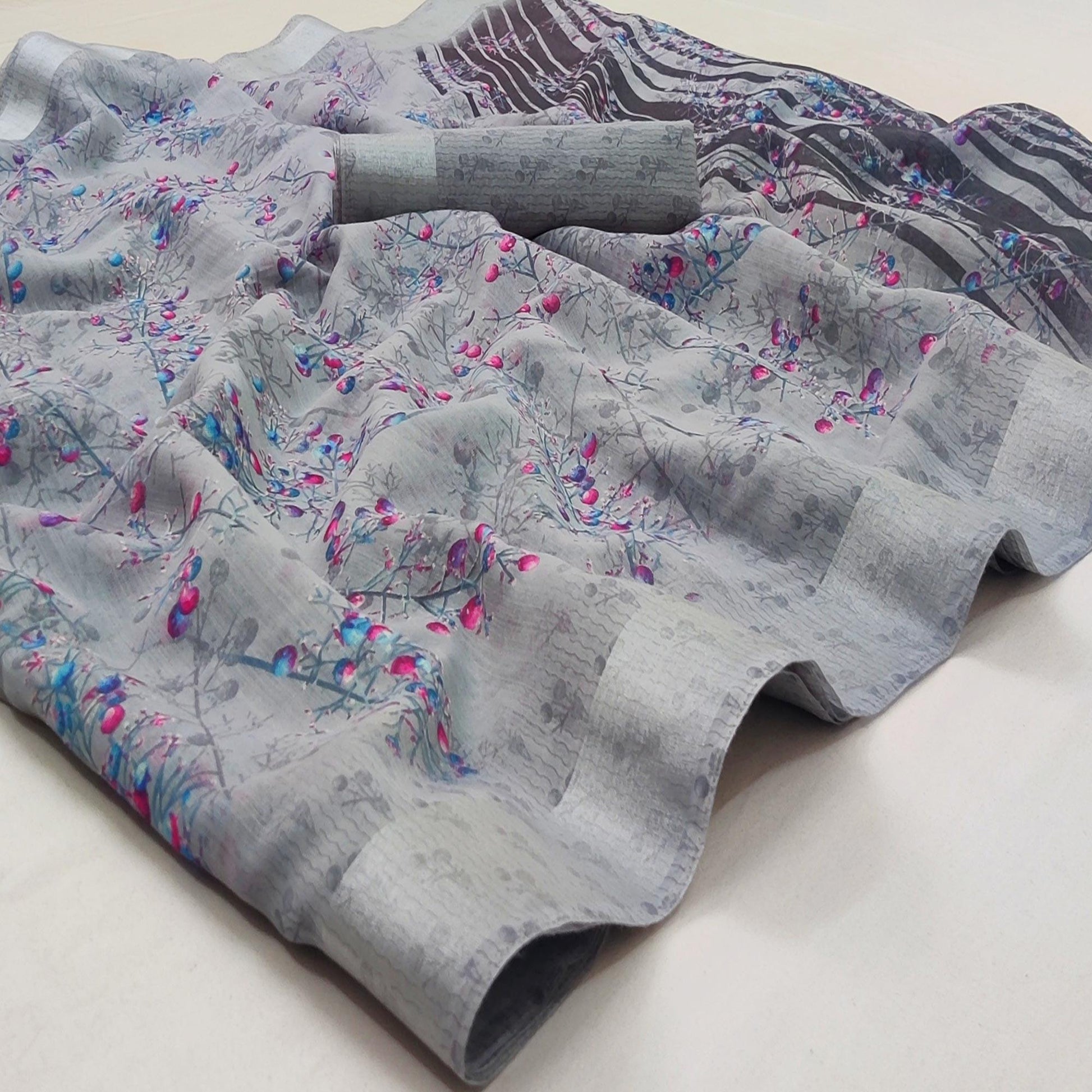 grey-casual-wear-printed-linen-cotton-saree-128630
