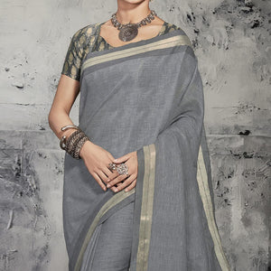 grey-casual-wear-printed-linen-saree-131320