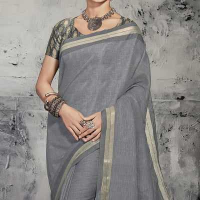 grey-casual-wear-printed-linen-saree-131320